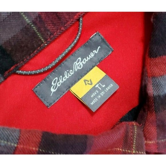 Eddie Bauer Mens Expedition Red Black Plaid Shirt - Picture 3 of 3